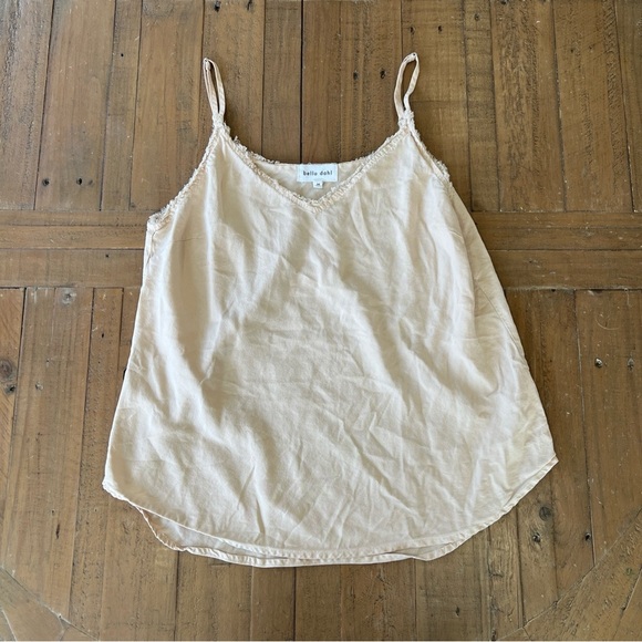 Bella Dahl Frayed Edge Cami Tank Top Linen Sand Tencel Boho Medium - Picture 2 of 8